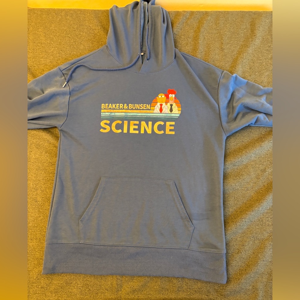 Beaker & Bunsen Science Hoodie The Muppets Disney Graphic Pullover Blue (M)